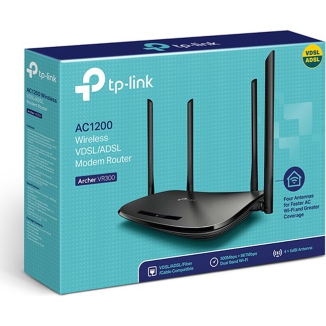 TP-LINK ARCHER VR300 1200 MBPS 4 PORT 4 ANTEN 2.4 - 5 GHZ VDSL2/ADSL2+ MODEM