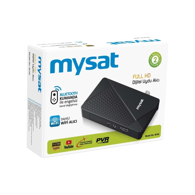 Mysat M1-W Youtube Wifi Full HD Bluetooth Kumanda Çanaklı, Çanaksız Dijital Uydu Alıcı