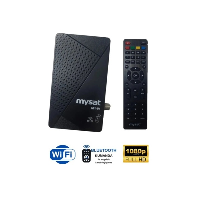 Mysat M1-W Youtube Wifi Full HD Bluetooth Kumanda Çanaklı, Çanaksız Dijital Uydu Alıcı