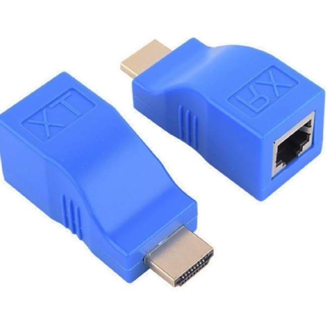 Hdmi Rj45 Cat5 6 Extender Uzatıcı Mavi