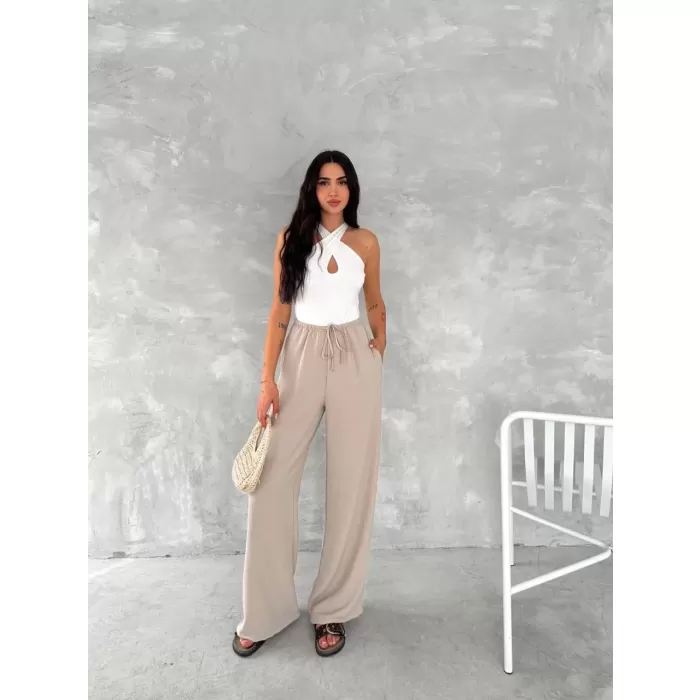 Ayrobin Oversize Kadın Pantalon - Bej