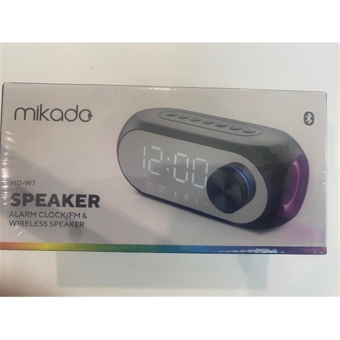 Mikado MD-W7 1200mAh 5W Siyah Bluetooth-Aux-Derece-Usb-FM Double Alarmlı Saat Speaker Speaker