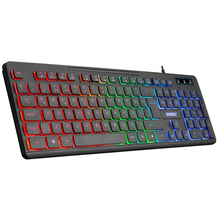 Everest KB-120 Sleek Siyah USB Gökkuşağı Aydınlatmalı Q Gaming Oyuncu Klavyesi