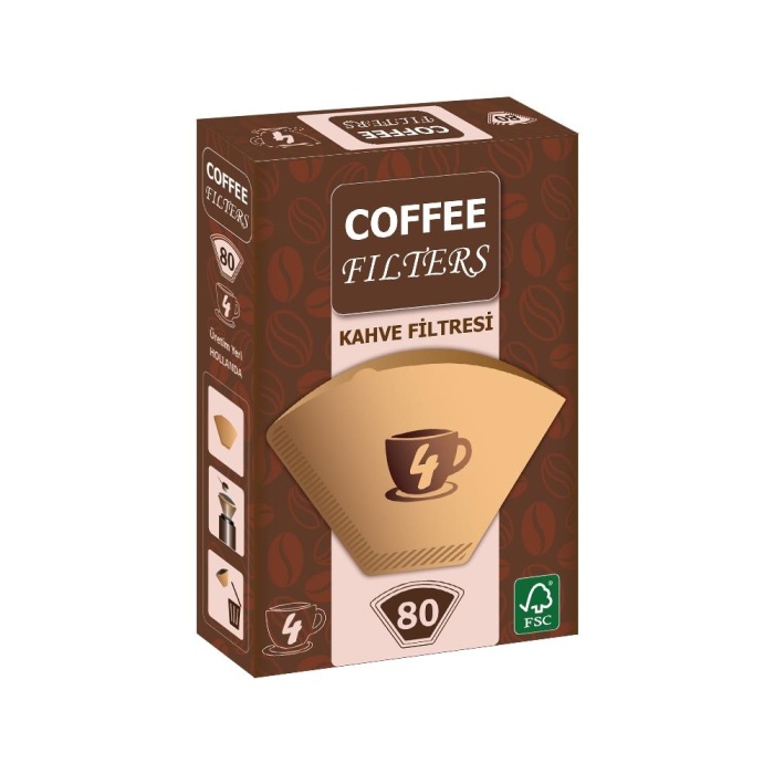 Coffee Filters Filtre Kahve Kağıdı 1x4 4 Numara 80li