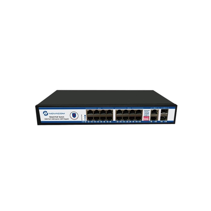 Nova NVC-PSEG1622 16 Port Poe+ 10-100-1000 Mbps 2 Port 10-100-1000Mbps Uplink 2 Port SFP Switch 300W