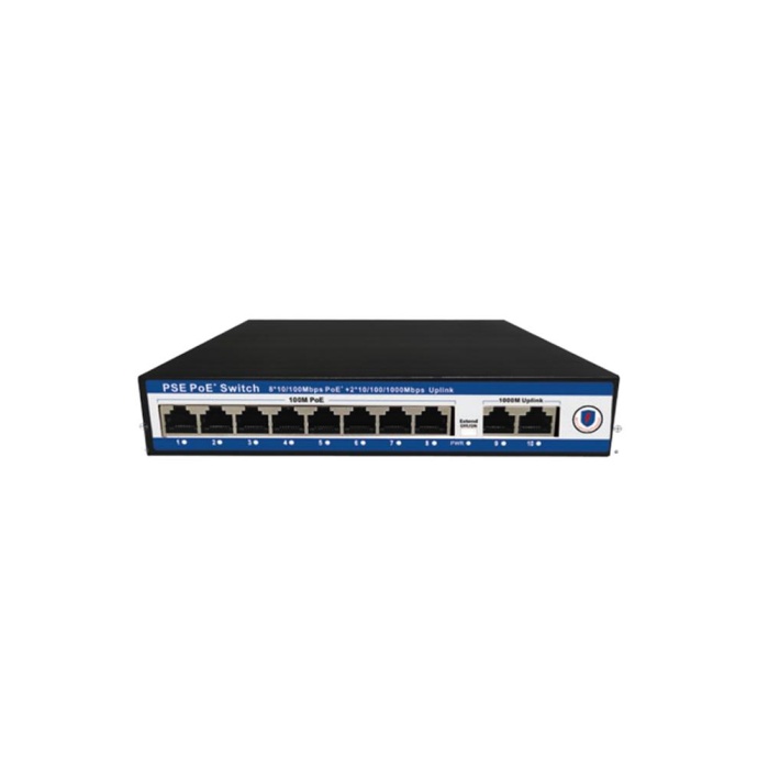 Nova NVC-PSE0820G 8 Port Poe+ 10-100 Mbps 2 Port 10-100-1000 Mbps Uplink Switch 120W