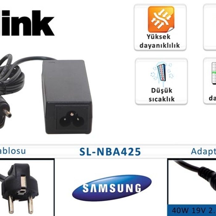 S-link SL-NBA425 40w 19v 2.1a 3.0-1.1 Samsung Notebook Adaptörü