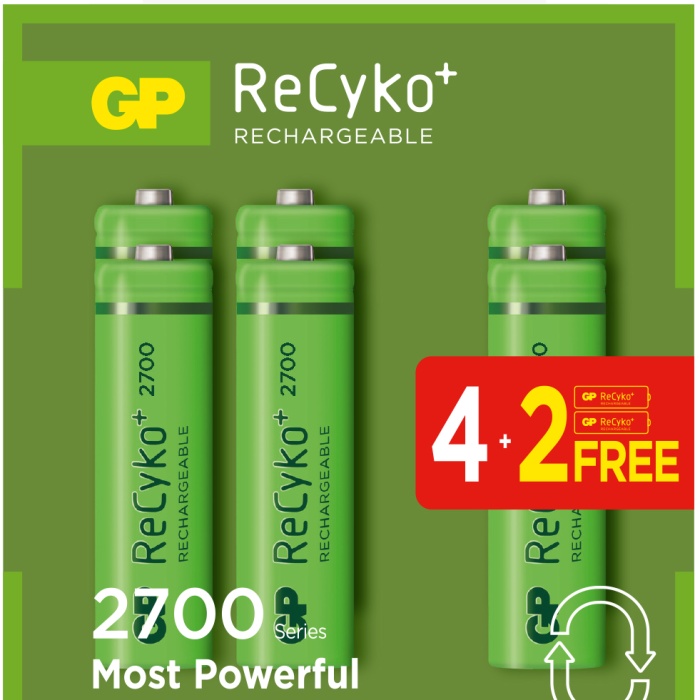 GP AA 2600 mAh Şarjlı Kalem Pil 4+2li Paket GP270AAHCE4-2