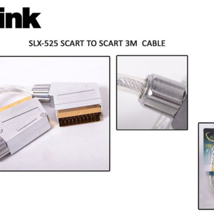 S-link SLX-525 Scart To Scart 3mt Gold Metal Kablo