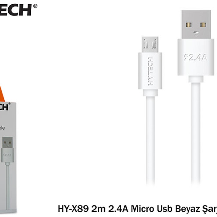 Hytech HY-X89 2m 2.4A Micro Usb Beyaz Şarj Kablosu