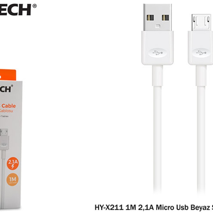 Hytech HY-X211 1M 2,1A Micro Usb Beyaz Şarj Kablosu