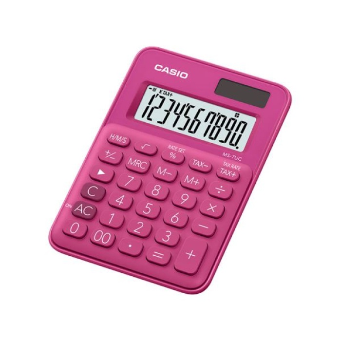 Casio MS-7UC-RD 10 Hane Pembe Masa Üstü Hesap Makinesi