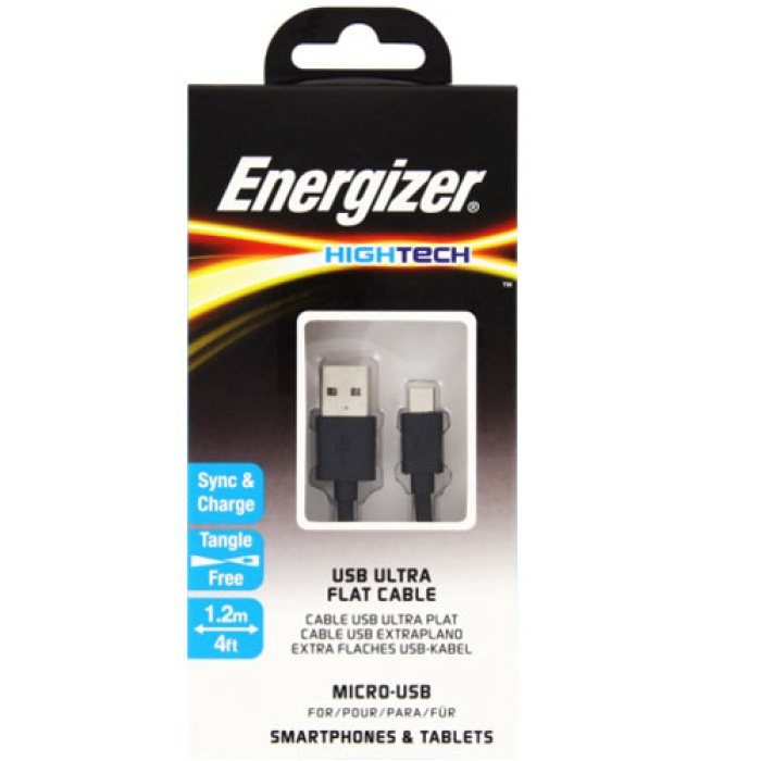 Energizer C21UBMCGBK4 1.2m Flat Micro Siyah Usb Kablosu