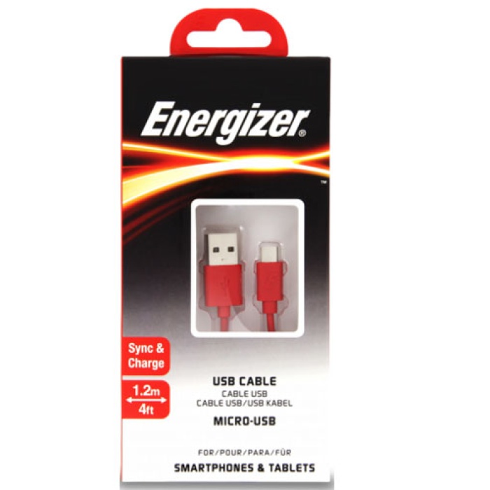 Energizer C12UBMCGRD4 1.2m Flat Micro Kırmızı Usb Kablosu