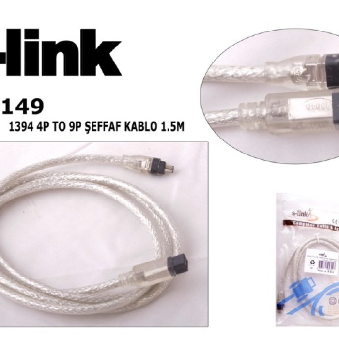 S-link SL-149 IEEE1394 4PİN TO 9PİN 1.5m Firewire Kablosu