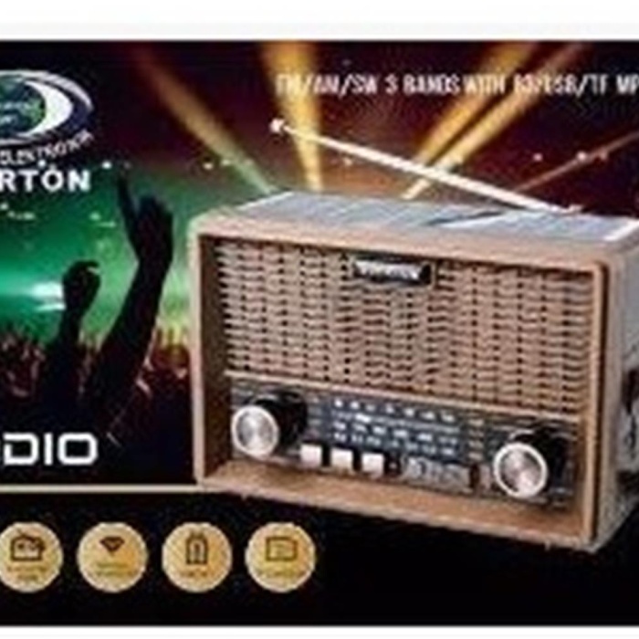 Everton Rt-569  Bluetooth Fm-Usb-Tf-Aux Günei Enerjili Şarjlı Nostaljik Radyo