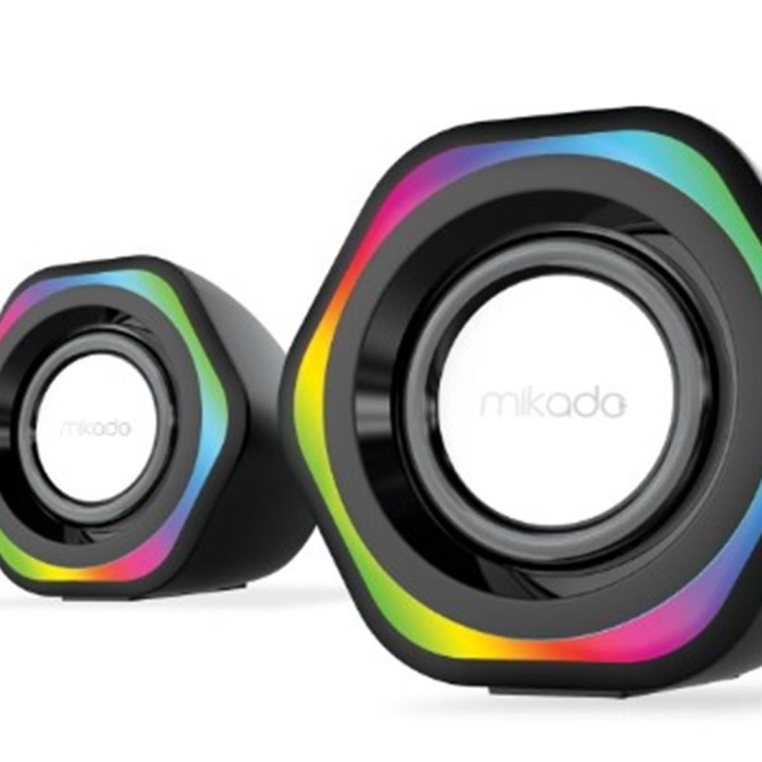 Mikado MD-176 2.0 3W-2 Siyah RGB Aydınlatmalı USB + 3.5mm USB 5V Speaker Hoparlör