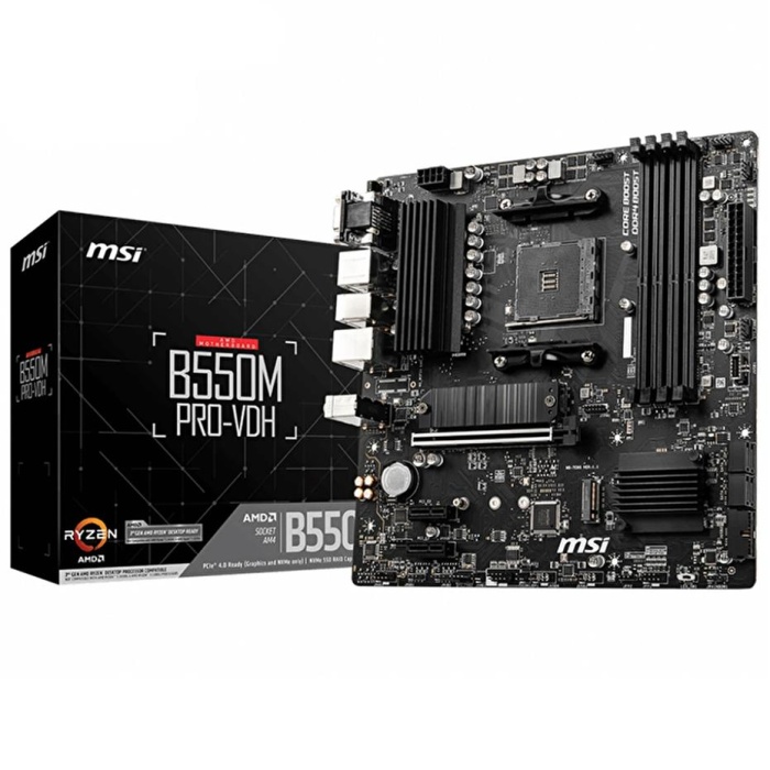 Msi B550M PRO-VDH AM4 DDR4 4400(OC) HDMI DP VGA M.2 USB3.2 MATX Anakart