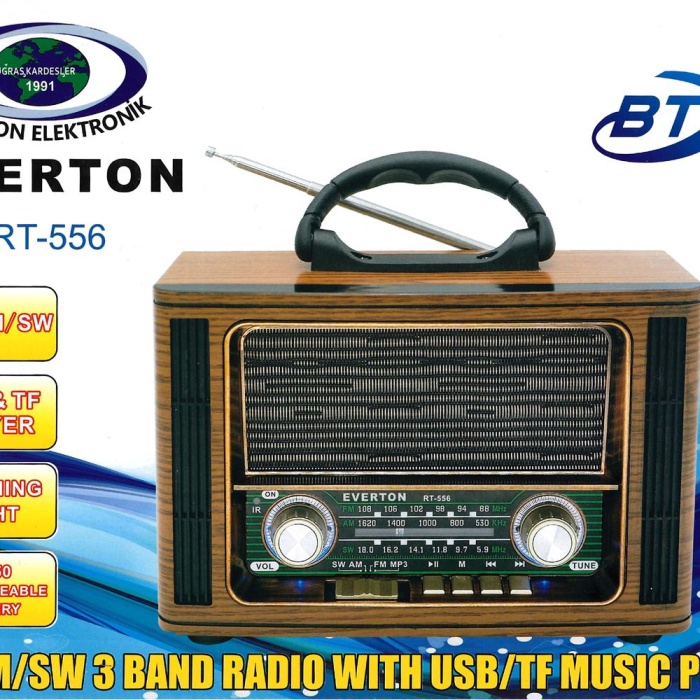 Everton Rt-556  Bluetooth Fm-Usb-Tf-Aux  Şarjlı Nostaljik Radyo