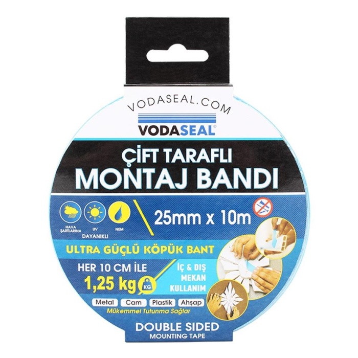 Vodaseal Çift Taraflı Montaj Bantı 25MMX10mt Ultra Köpük Bant