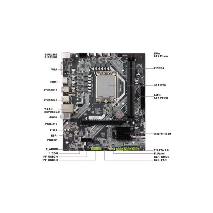 Seclife H610DA1 Intel LGA1700 Ddr4 Matx 1700P Anakart