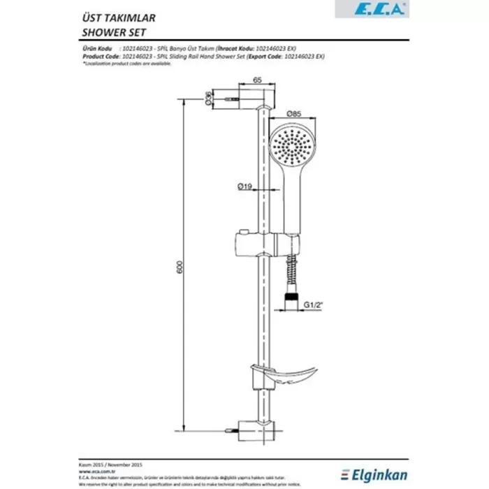 ECA Spil Hareketli Banyo Üst Takım 102146023