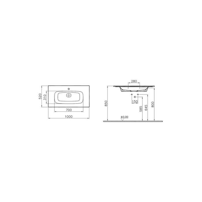 Vitra Metropole Infinit Etajerli Lavabo 100 CM Beyaz M58000018002