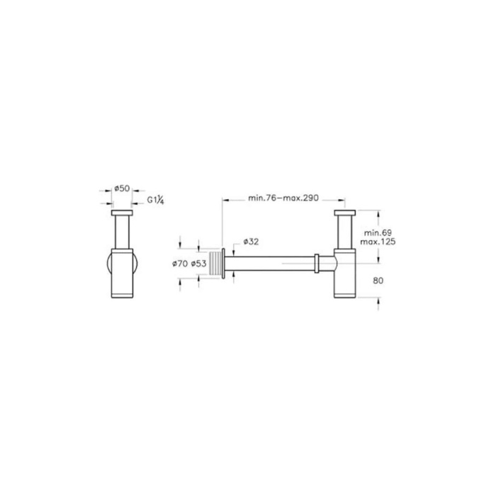 A4512334 Vitra Origin Lavabo Sifonu Alt Grubu T Tipi , Fırçalı Nikel