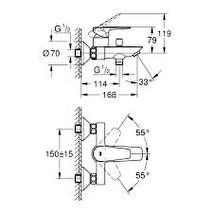 Grohe 23605001 Bauedge Tek Kumandalı Banyo Bataryası