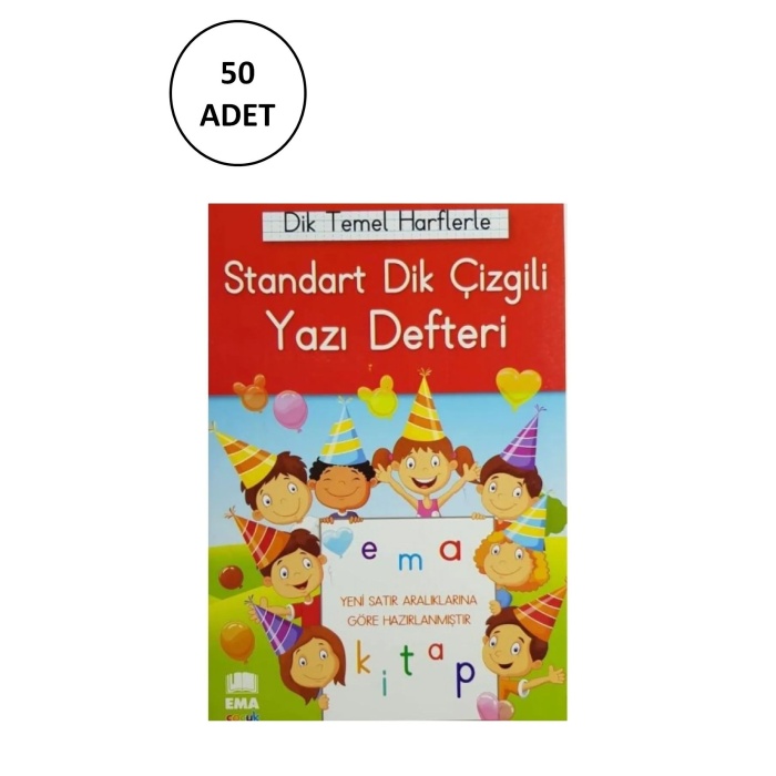 TOPTANBULURUM Dik Temel Harflerle Standart Renkli Kareli Yazı Defteri 50 Adet