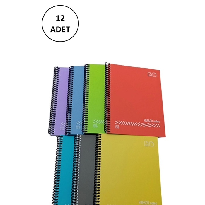 TOPTANBULURUM FRESCO Spiralli Plastik Defter A4 96 Yaprak Çizgili GP.3-4935000-2011 12 Adet