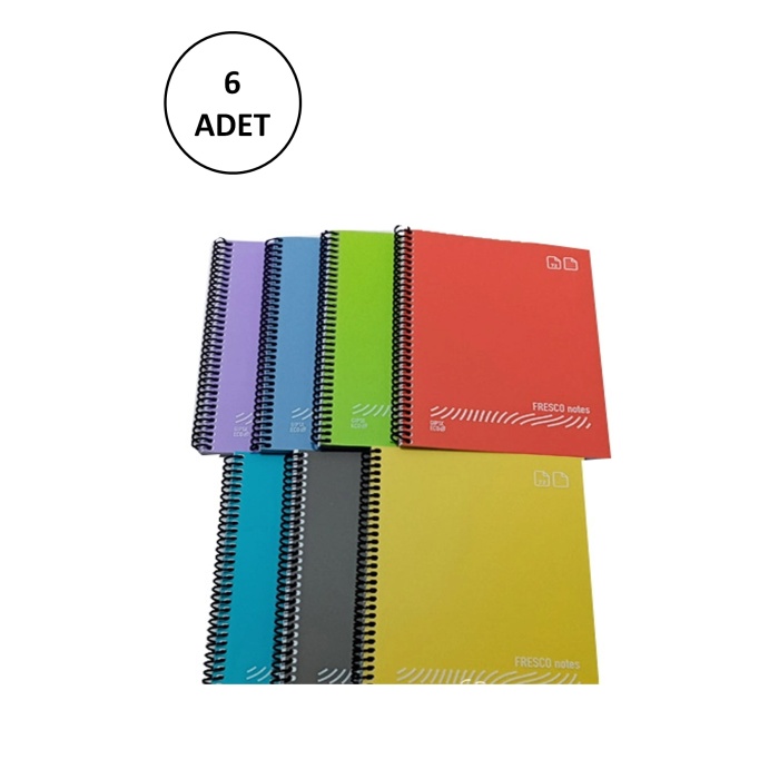 TOPTANBULURUM FRESCO Spiralli Plastik Defter A4 144 Yaprak Çizgili GP.3-4940000-2011 6 Adet