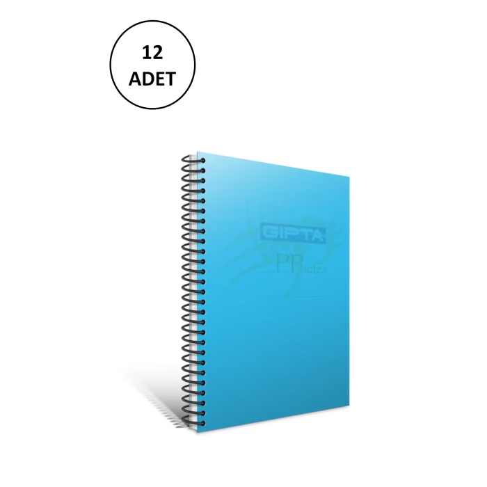 TOPTANBULURUM Gıpta Eko Pp A4 Spiralli Pp Kapak Defter 60 Yaprak Kareli (12 Li Paket) 4176