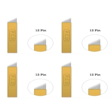 12 Pin Altın Sarı Pcd Microblading Iğnesi 4lü Set