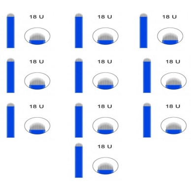 Mavi Kalıcı Makyaj Microblading Iğnesi 18u Mavi 50 Adet