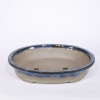 Sırlı Oval Bonsai Saksısı No.6 Mavi Akıtmalı (32 cm)