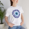 Unisex No Bad Vibes Nazar Boncuğu Baskılı Beyaz Basic Tshirt