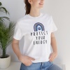 Unisex Protect Your Energy Nazar Baskılı Beyaz Basic Tshirt