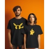 Pikachu Çift Kombini Unisex kadın erkek siyah Normal kalıp T-shirt (Tek ürün fiyatıdır.)