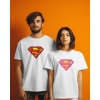 SüperHero Unisex Çift Kombini Erkek Kadın Normal kalıp Beyaz T-shirt (Tek ürün fiyatıdır.)