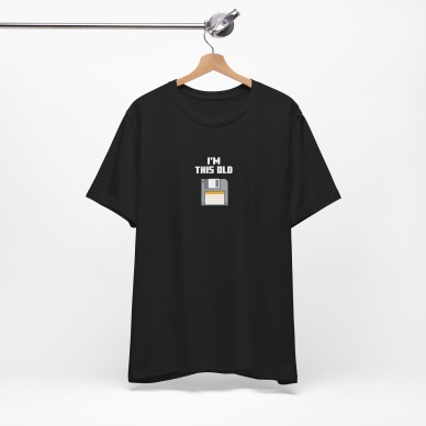 Unisex Retro Disket Baskılı Siyah Basic Tshirt