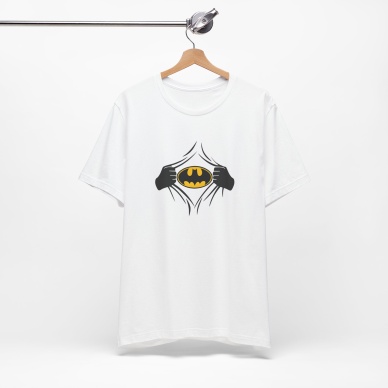 Unisex Super Hero Baskılı Mizah Beyaz Basic Tshirt