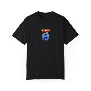 Unisex Retro Old Browser Baskılı Siyah Basic Tshirt