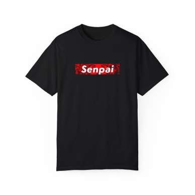 Unisex Senpai Baskılı Siyah Basic Tshirt