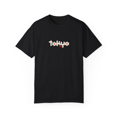 Unisex Tokyo Baskılı Siyah Basic Tshirt