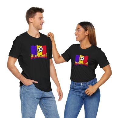 Unisex EURO 2024 Romanya Baskılı Siyah Basic Tshirt