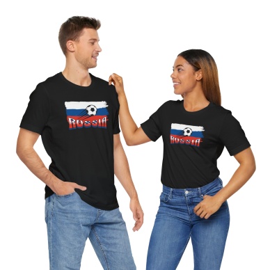 Unisex EURO 2024 Rusya Baskılı Siyah Basic Tshirt