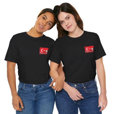 Unisex EURO 2024 Türkiye Cep Boy Baskılı Siyah Basic Tshirt