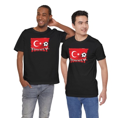 Unisex EURO 2024 Türkiye Baskılı Siyah Basic Tshirt