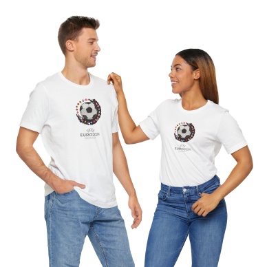 Unisex EURO 2024 Baskılı Beyaz Basic Tshirt